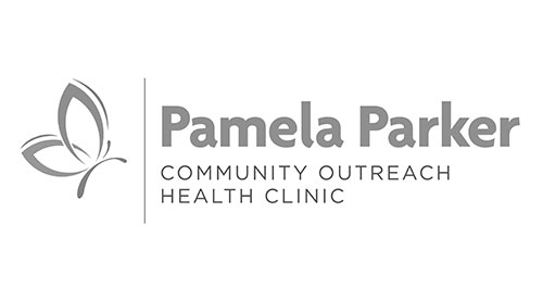 Pamela Parker Community Outreach Health Clinic black and white logo representing nonprofit healthcare services focused on community access and support.